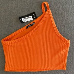 NWT ribbed cropped one shoulder tank